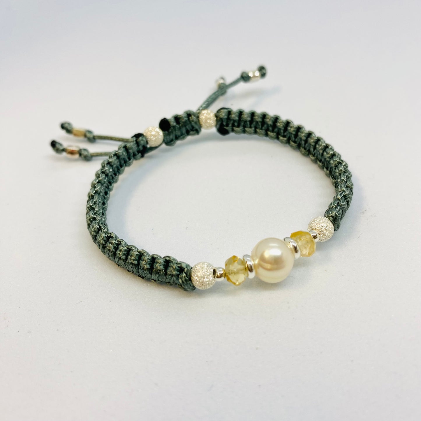 White Pearl & Citrine Friendship Bracelet
