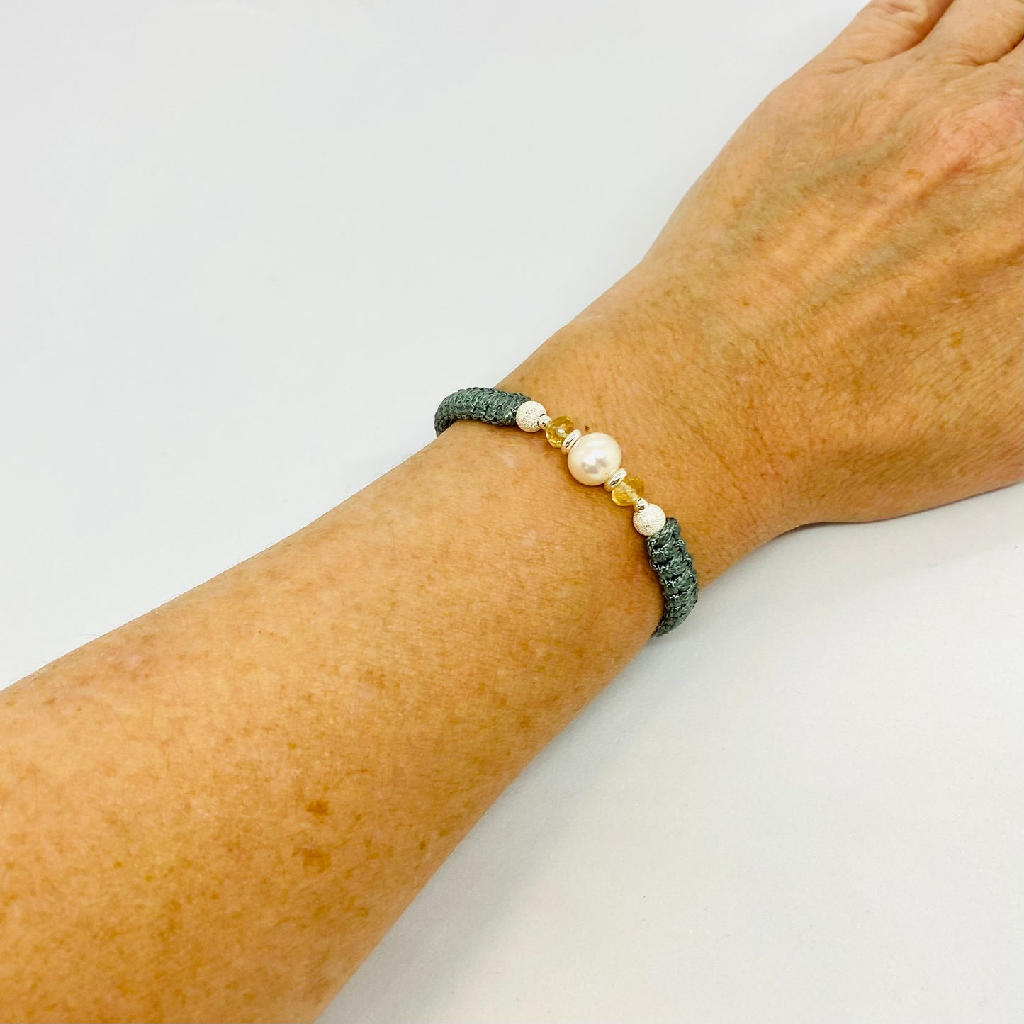 White Pearl & Citrine Friendship Bracelet