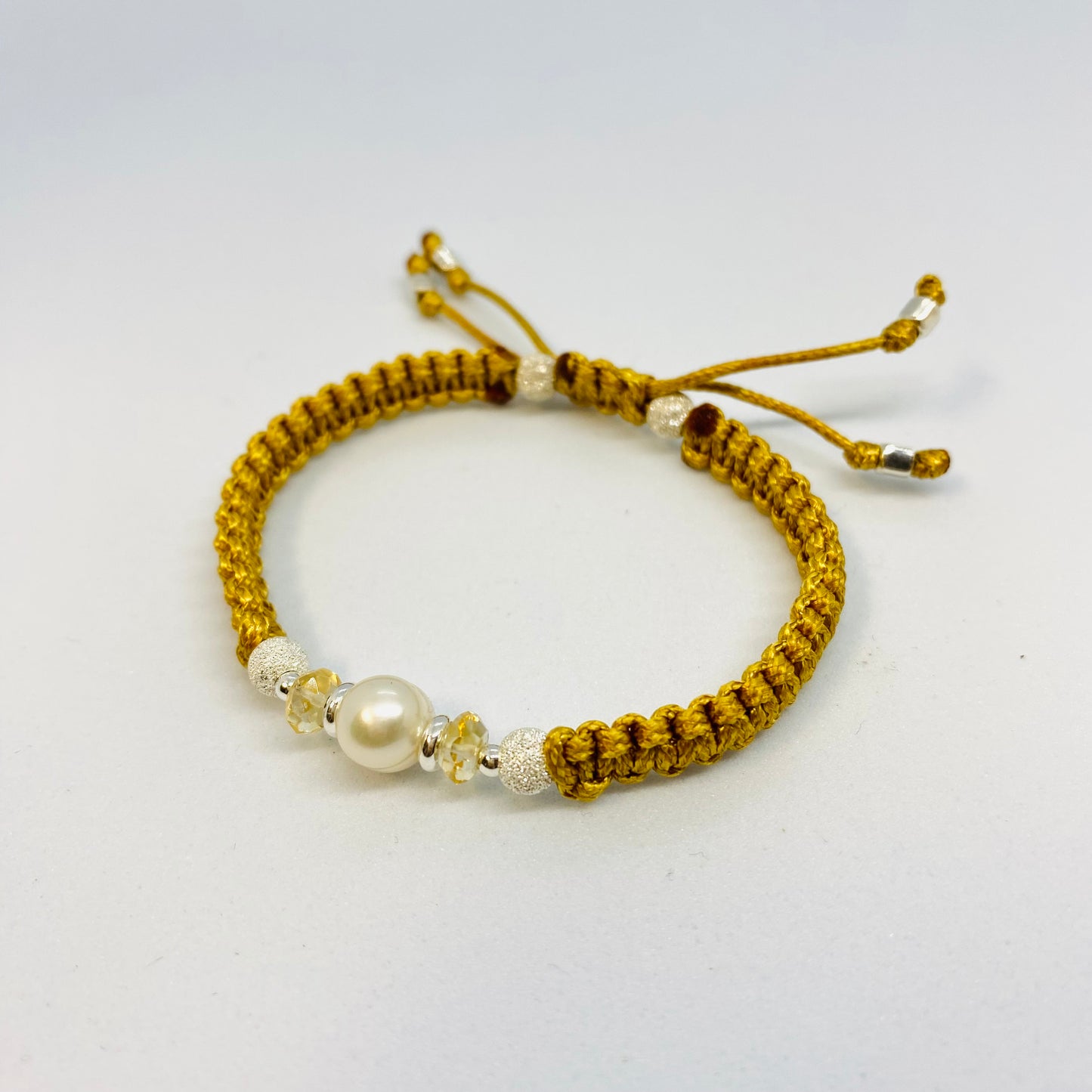 White Pearl & Citrine Friendship Bracelet