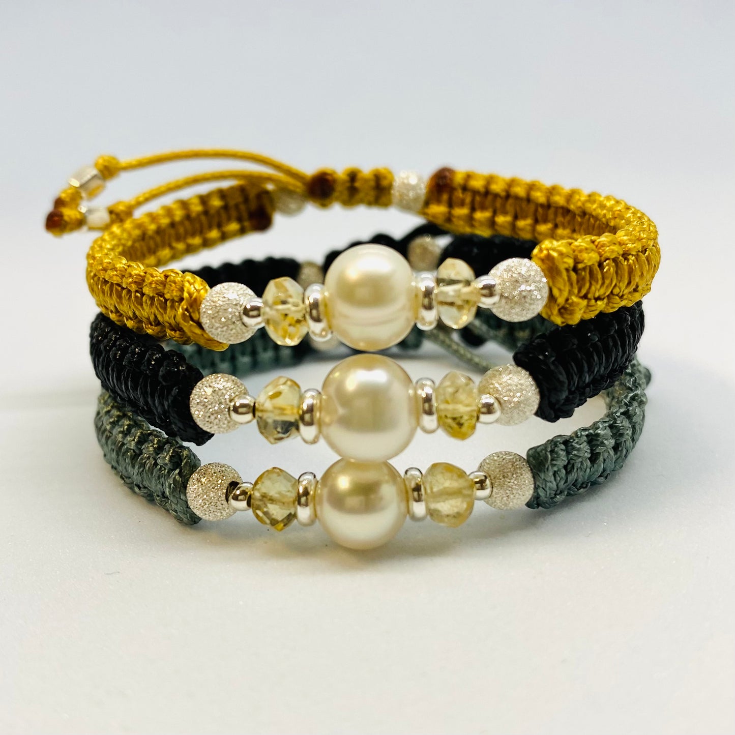 White Pearl & Citrine Friendship Bracelet