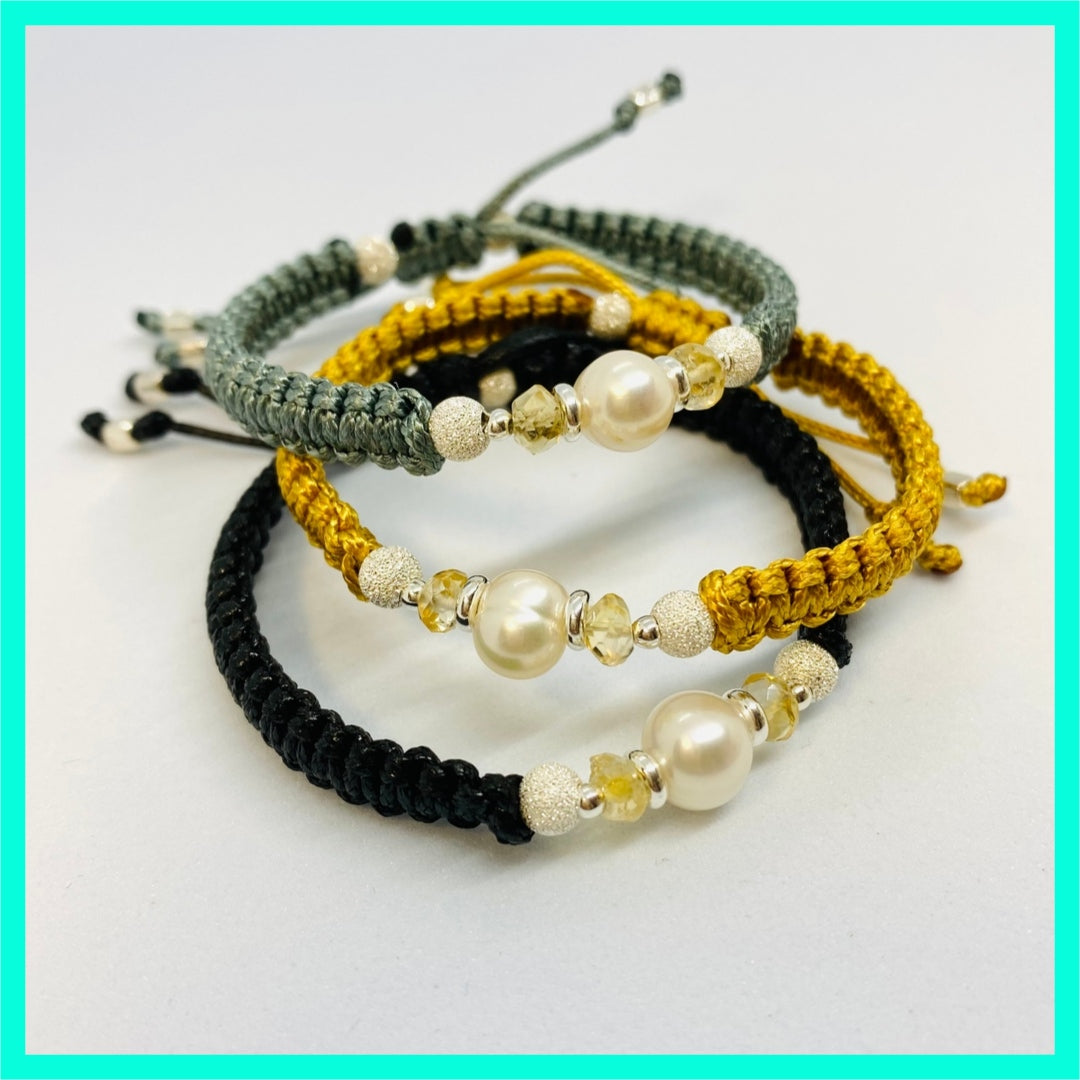 White Pearl & Citrine Friendship Bracelet