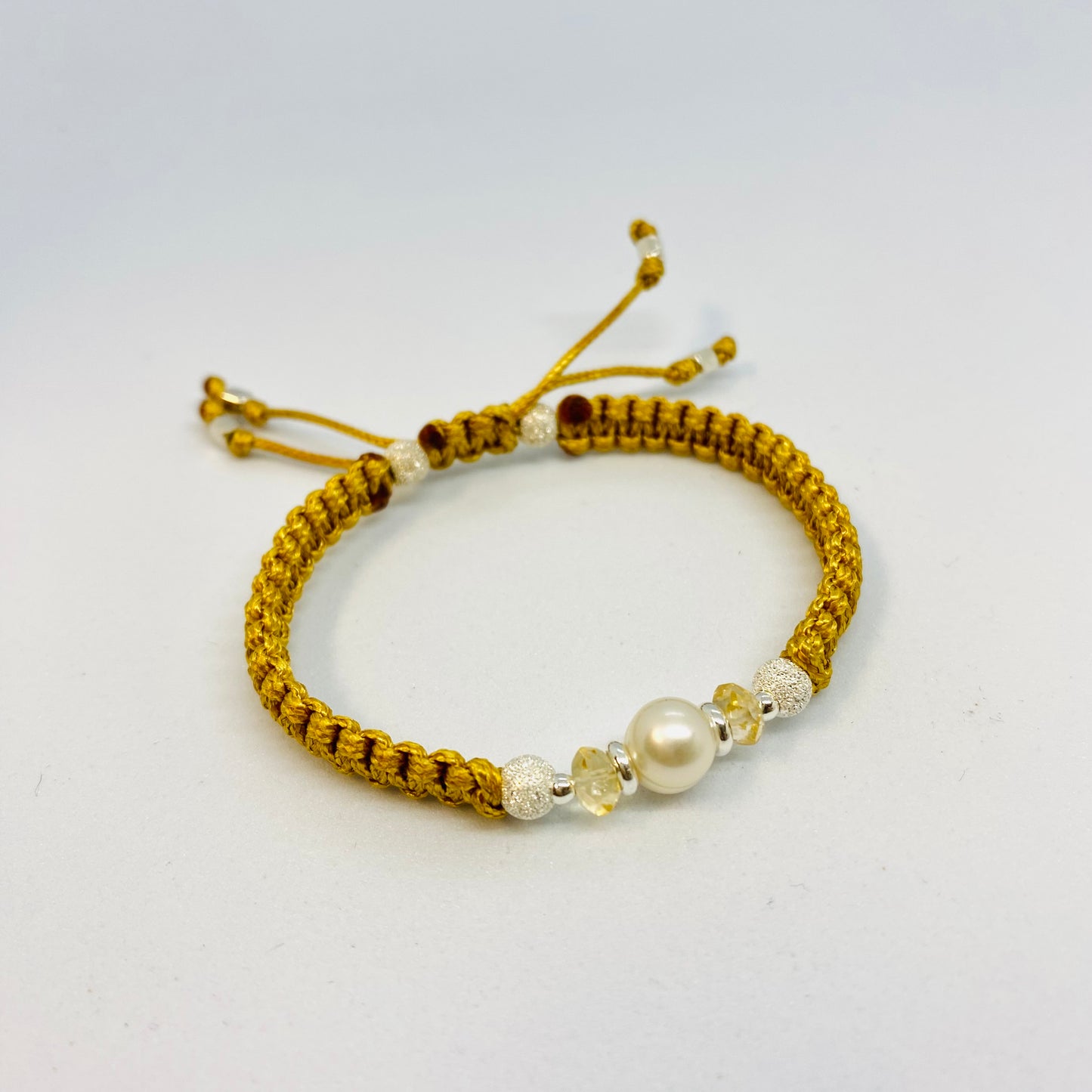 White Pearl & Citrine Friendship Bracelet