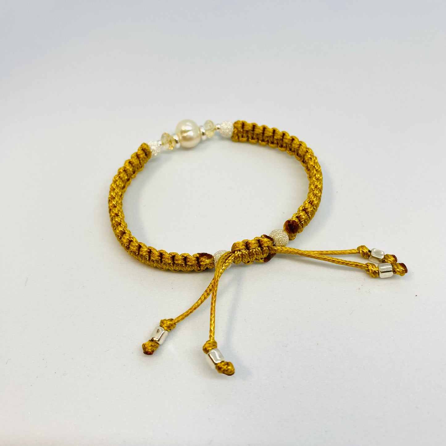 White Pearl & Citrine Friendship Bracelet