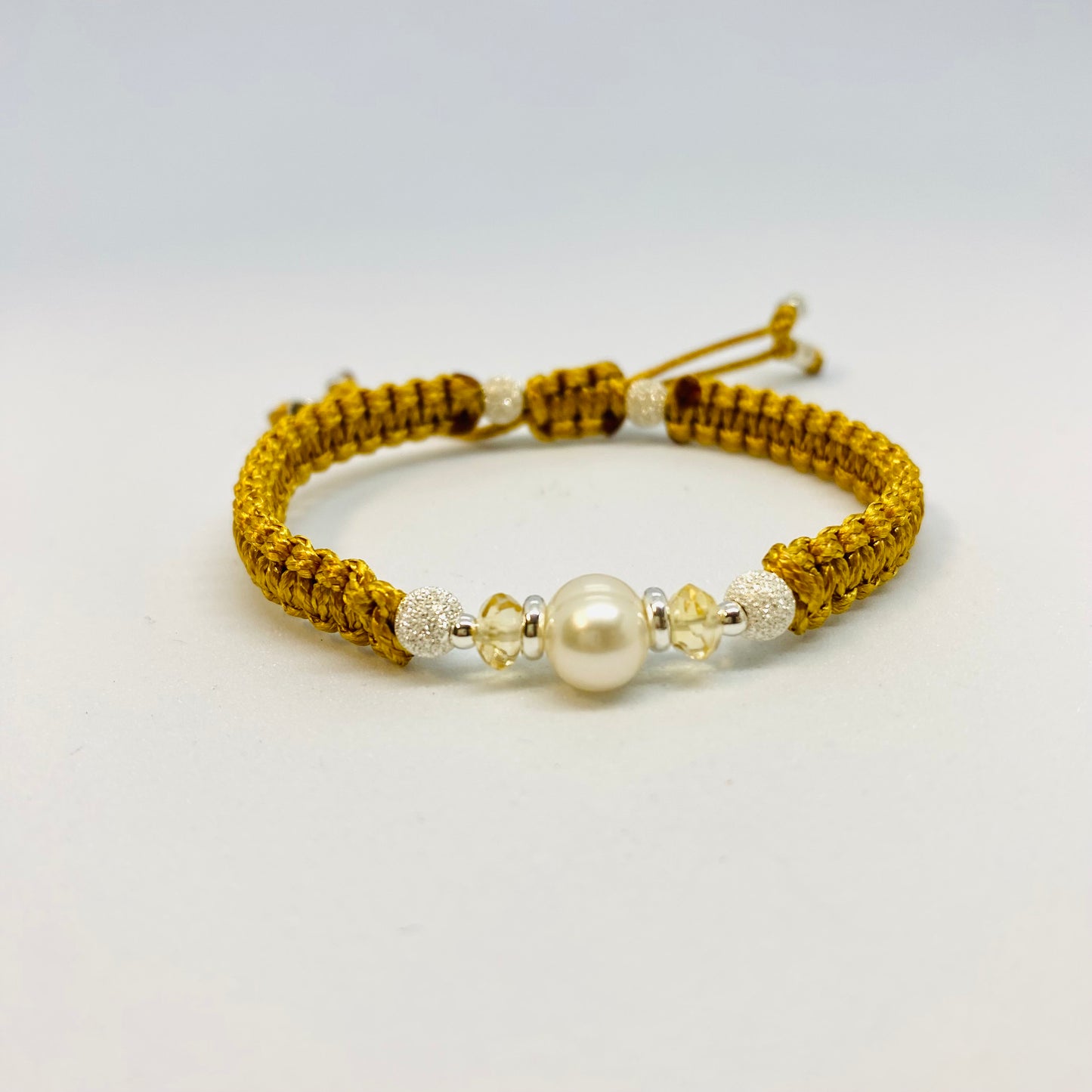 White Pearl & Citrine Friendship Bracelet