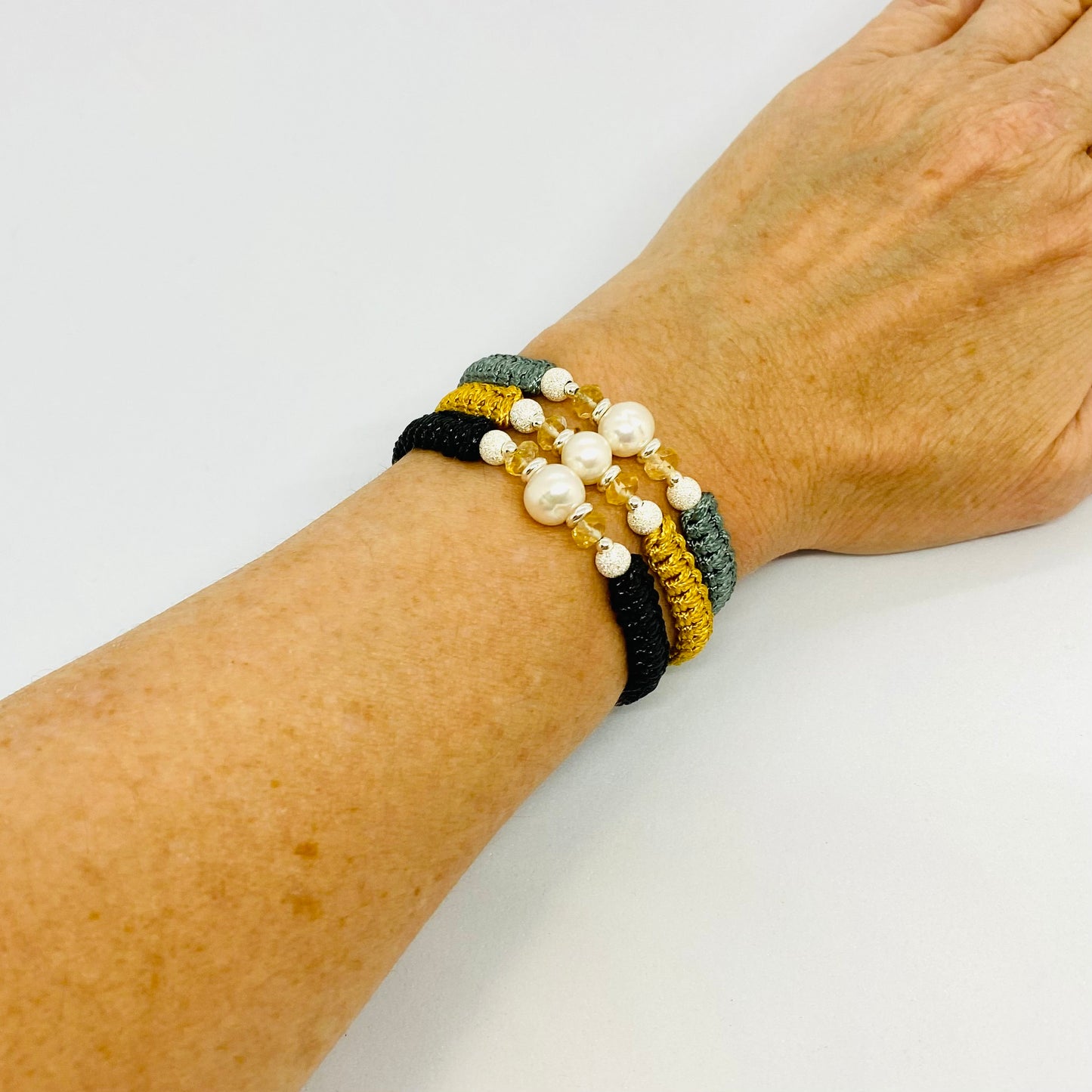 White Pearl & Citrine Friendship Bracelet