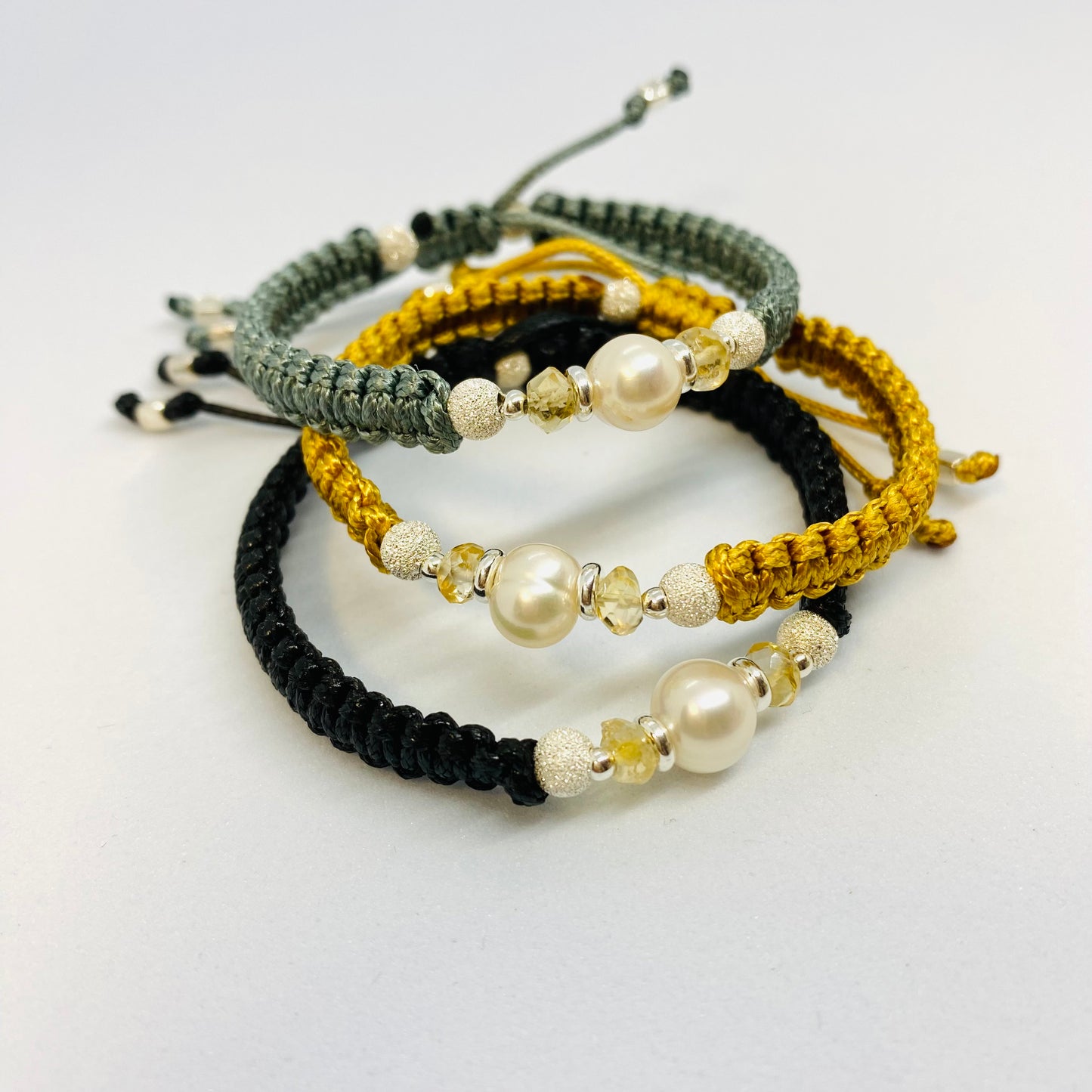 White Pearl & Citrine Friendship Bracelet